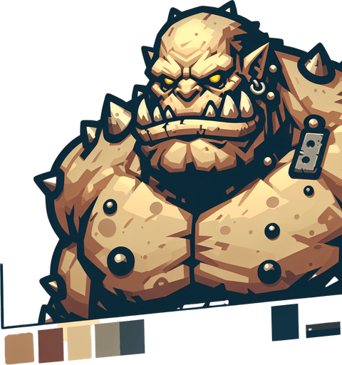 méchant orc beige..
Single Game Texture. In-Game asset. 2d. Blank background. High contrast. No shadows.