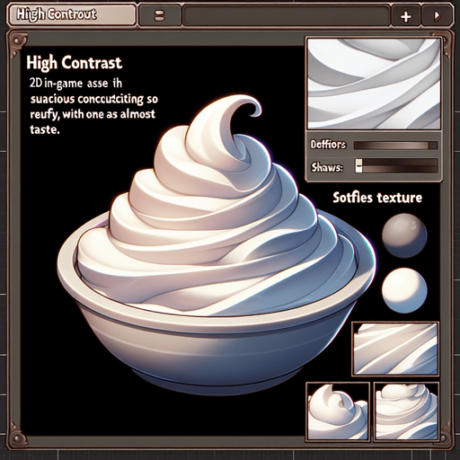 A swirl of delicious whipped cream.
Single Game Texture. In-Game asset. 2d. Blank background. High contrast. No shadows.