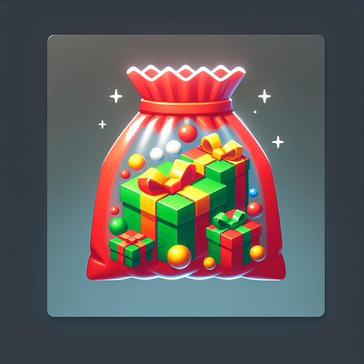 a christmas gifts bag. plastic style. Single Game Texture. In-Game asset. 2d. Blank background. High contrast. No shadows.