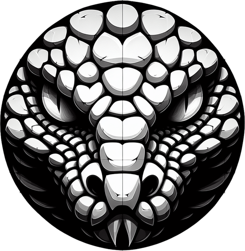 Snake Face.
Single Game Texture. In-Game asset. 2d. Blank background. High contrast. No shadows.