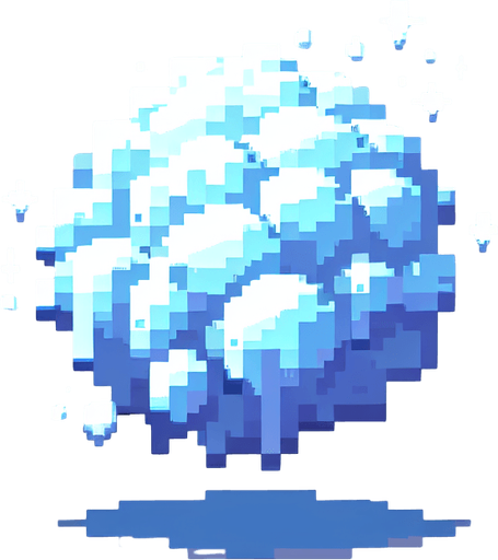 chunky frost magical projectile. 8-bit pixelated. blue soft-palette colored.
Single Game Texture. In-Game asset. 2d. Blank background. High contrast. No shadows.