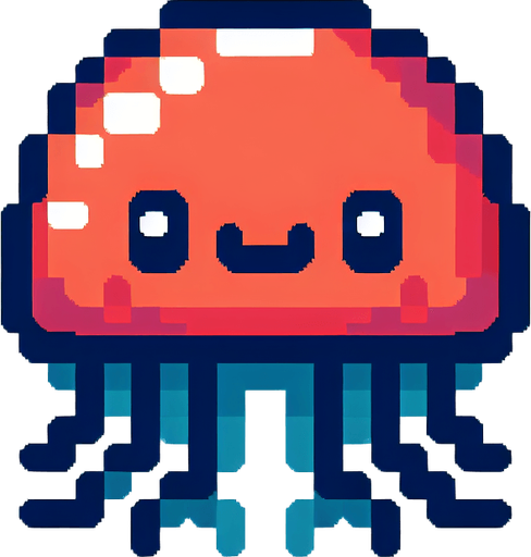 8bit. cartoon. jellyfish..
Single Game Texture. In-Game asset. 2d. Blank background. High contrast. No shadows.