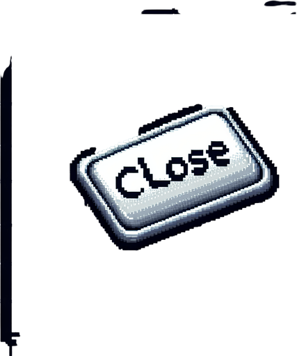 Pixelart. A rectangular silvery button with the text 'CLOSE'..
Single Game Texture. In-Game asset. 2d. Blank background. High contrast. No shadows.