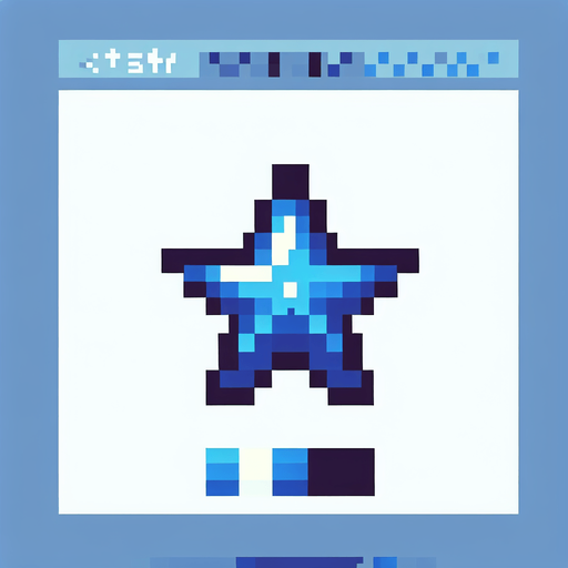 A tiny blue star. pixelart..
Single Game Texture. In-Game asset. 2d. Blank background. High contrast. No shadows.