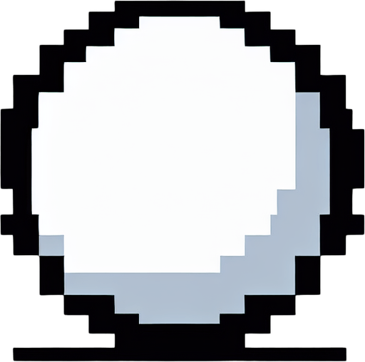 empty 8 bit cartoon white circle.
Single Game Texture. In-Game asset. 2d. Blank background. High contrast. No shadows.