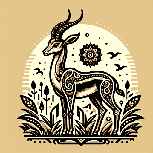 gazelle.
Single Game Texture. In-Game asset. 2d. Blank background. High contrast. No shadows.