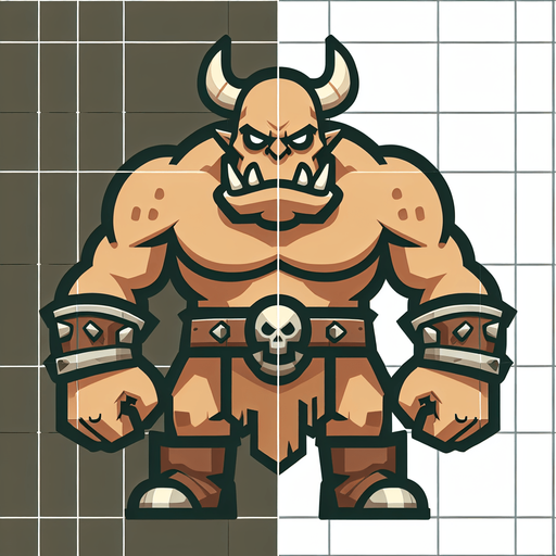 méchant orc beige..
Single Game Texture. In-Game asset. 2d. Blank background. High contrast. No shadows.