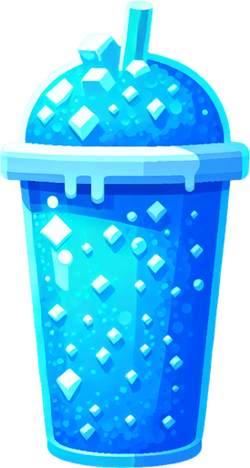 Blue Slushee.
Single Game Texture. In-Game asset. 2d. Blank background. High contrast. No shadows.