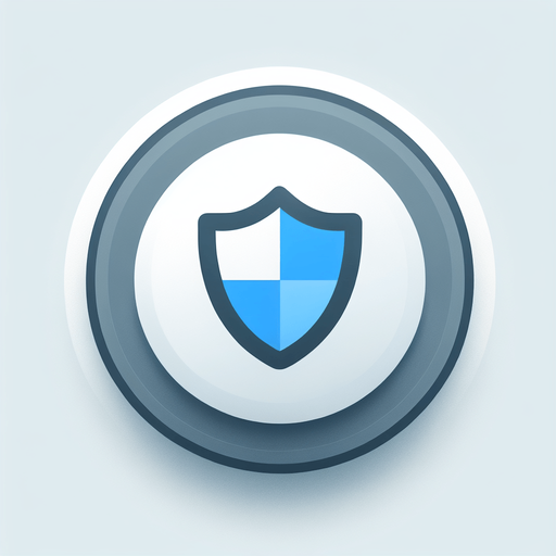 basic light round  convex gray button with a raised blue shield icon..
UI