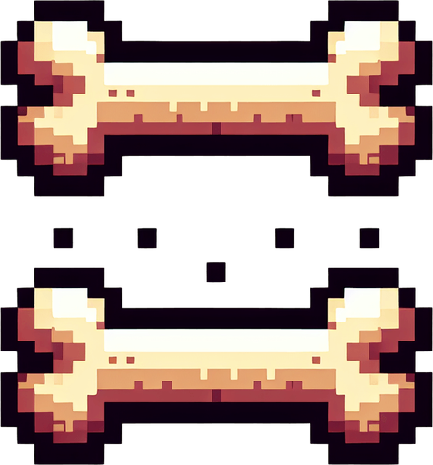 pixel art dog bone.
Single Game Texture. In-Game asset. 2d. Blank background.