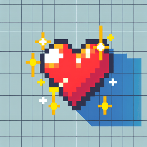 hit point heart pixel art
Single Game Texture. In-Game asset. 2d. Blank background. High contrast. No shadows.