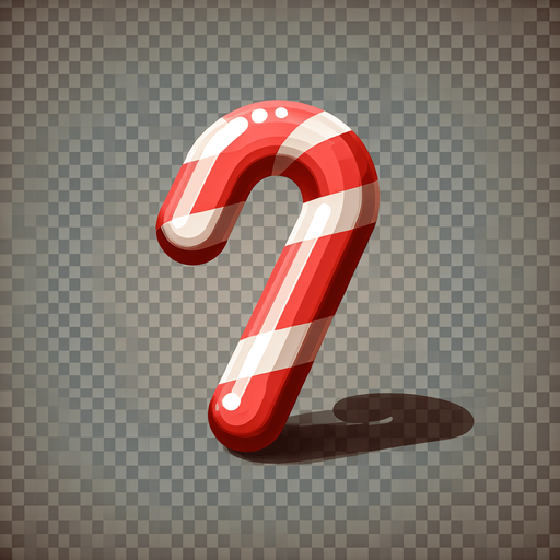 a christmas candy cane. plastic style. Single Game Texture. In-Game asset. 2d. Blank background. High contrast. No shadows.