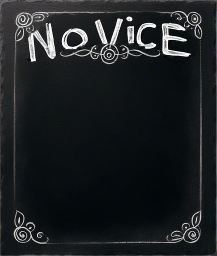 Text "NOVICE BLEND" in chalk, handwritten