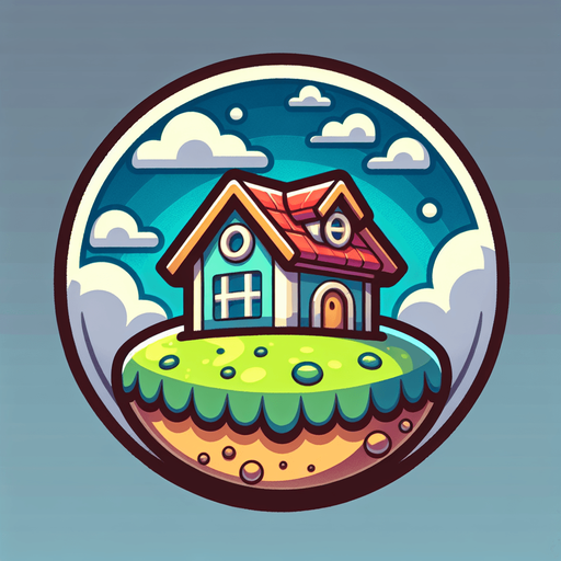 round house planet, cartoon Single Game Texture. In-Game asset. 2d. Blank background. High contrast. No shadows.