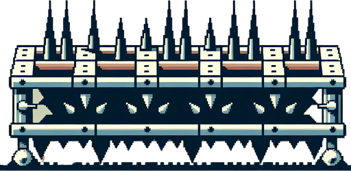 Horizontal bar with spikes. Trap. 2d..
Single Game Texture. In-Game asset. 2d. Blank background. High contrast. No shadows.