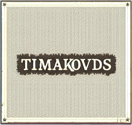 надпись "Timakovds".
Single Game Texture. In-Game asset. 2d. Blank background. High contrast. No shadows.