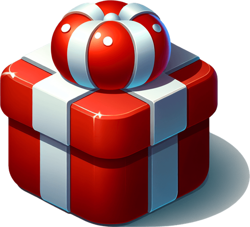 a round christmas gift.plastic style. Single Game Texture. In-Game asset. 2d. Blank background. High contrast. No shadows.