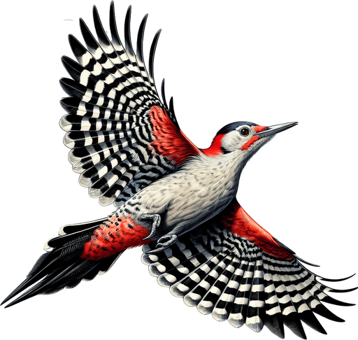 flying Red-bellied Woodpecker.