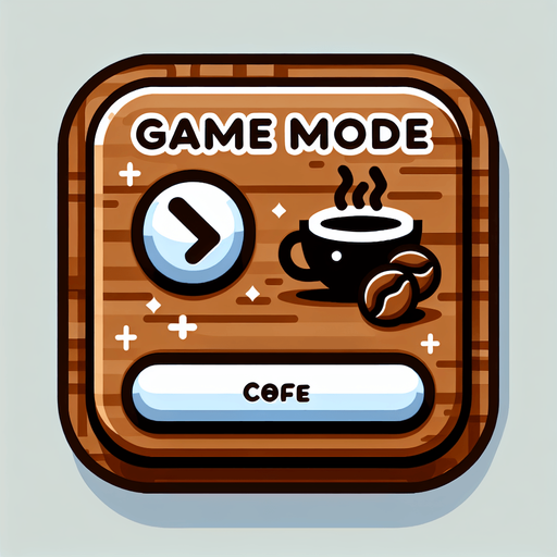 Coffee themed button which has the text "gamemode". Make the aspect ratio of this button 5:1.
Single Game Texture. In-Game asset. 2d. Blank background. High contrast. No shadows.