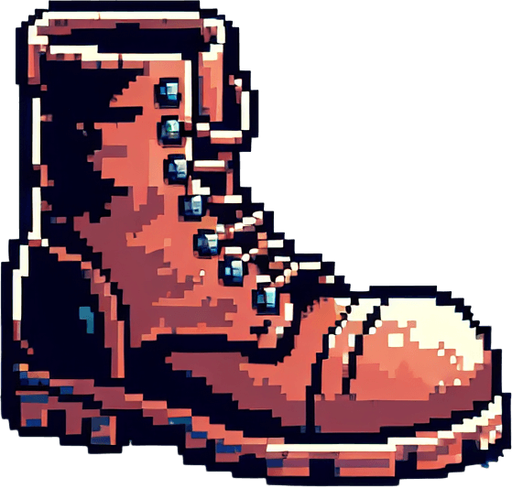 8-bit. cartoon. old boot from ocean. Single Game Texture. In-Game asset. 2d. Blank background. High contrast. No shadows.