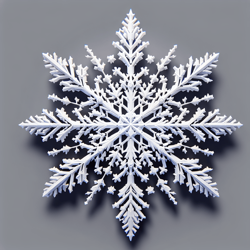 a single white snowflake Single Game Texture. In-Game asset. 2d. Blank background. High contrast. No shadows.