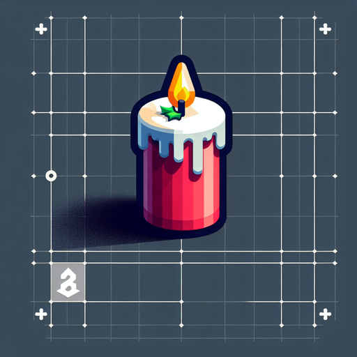 a christmas candle. plastic style. Single Game Texture. In-Game asset. 2d. Blank background. High contrast. No shadows.