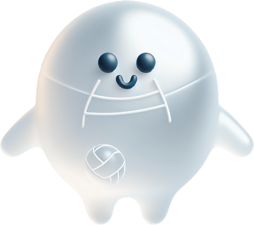 minimal white translucid blob character (like in blobby volley)...