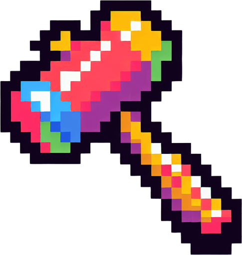 pixel art of plastic squeaky hammer.