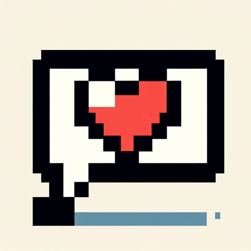 pixel art heart speech bubble.
Single Game Texture. In-Game asset. 2d. Blank background.