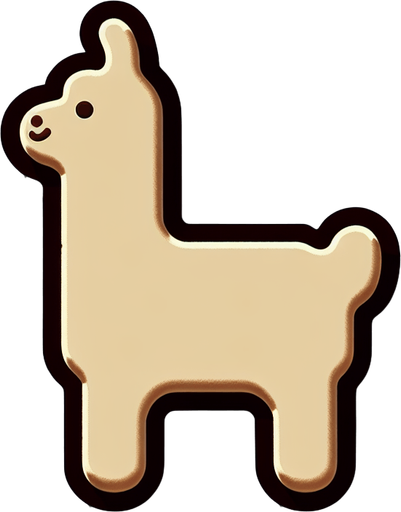 a llama-shaped cookie.
Single Game Texture. In-Game asset. 2d. Blank background. High contrast. No shadows.