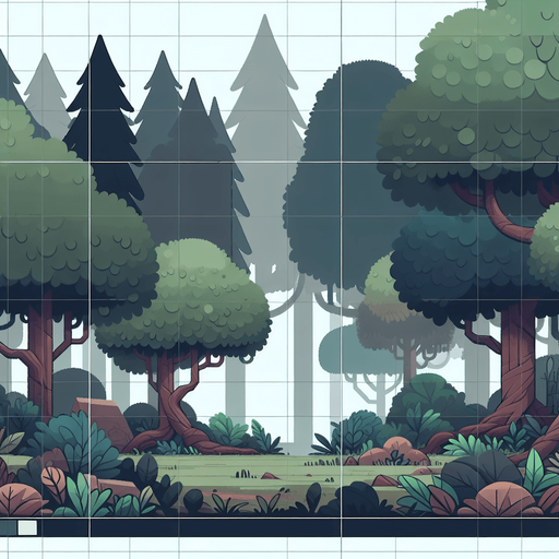 forest backround.
Single Game Texture. In-Game asset. 2d. Blank background. High contrast. No shadows.