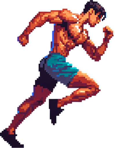 side-view of an athlete. single game sprite, pixel art, blank background.