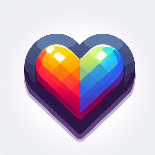 heart icon.
Single Game Texture. In-Game asset. 2d. Blank background. High contrast. No shadows.