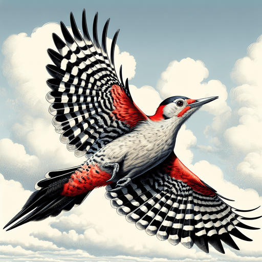 flying Red-bellied Woodpecker.