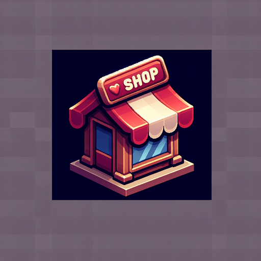 shop icon.
Single Game Texture. In-Game asset. 2d. Blank background. High contrast. No shadows.