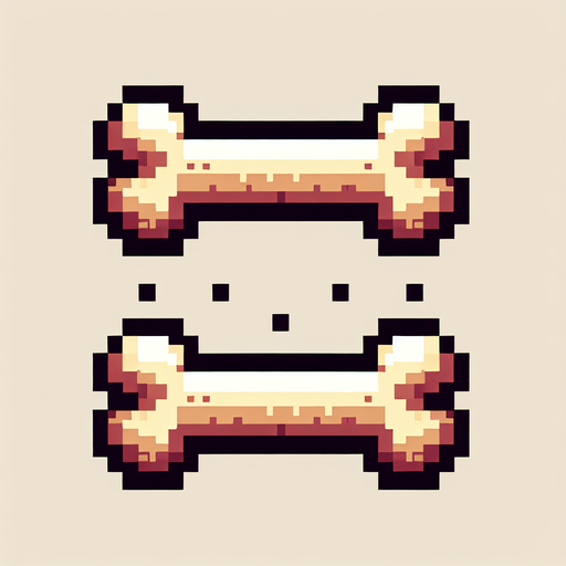 pixel art dog bone.
Single Game Texture. In-Game asset. 2d. Blank background.