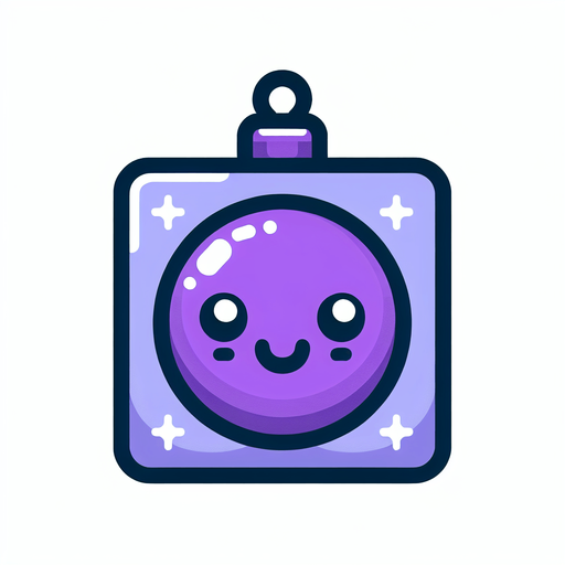 Perfectly square bright purple Christmas decoration with cute happyy face. Cartoon style. Cute art style. Simple vector style.