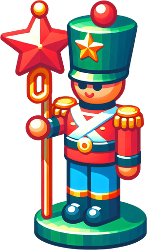 A christmas Toy Soldier. Plastic style Single Game Texture. In-Game asset. 2d. Blank background. High contrast. No shadows.