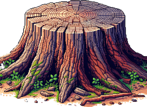 pixel art of a tree stump.