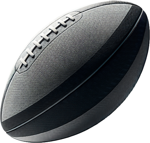 Ballon de rugby.
Single Game Texture. In-Game asset. 2d. Blank background. High contrast. No shadows.