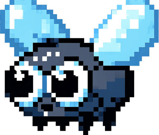 cute flying fly. pixelated 8-bit