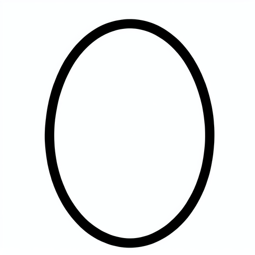 A simple, smooth oval shape with a symmetrical outline..
Single Game Texture. In-Game asset. 2d. Blank background. High contrast. No shadows.