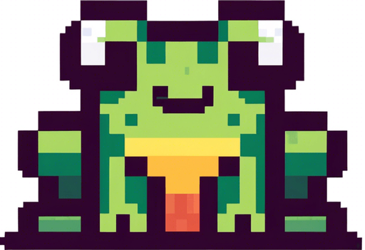 cute jumping frog seen from the frog. ixelated. 8-bit