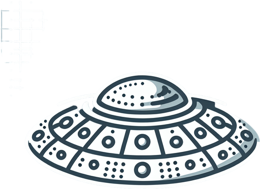 Ufo.
Single Game Texture. In-Game asset. 2d. Blank background. High contrast. No shadows.