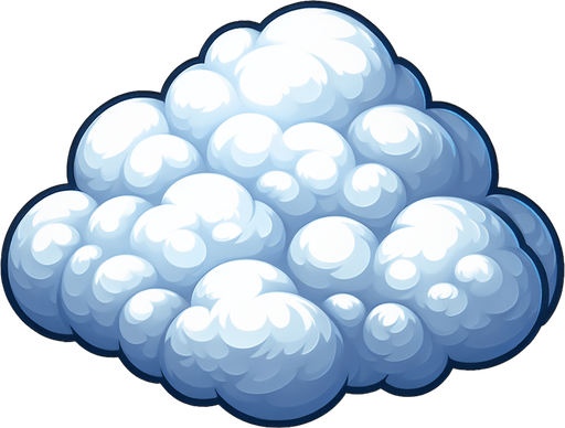 fluffy cloud.
Single Game Texture. In-Game asset. 2d. Blank background. High contrast. No shadows.