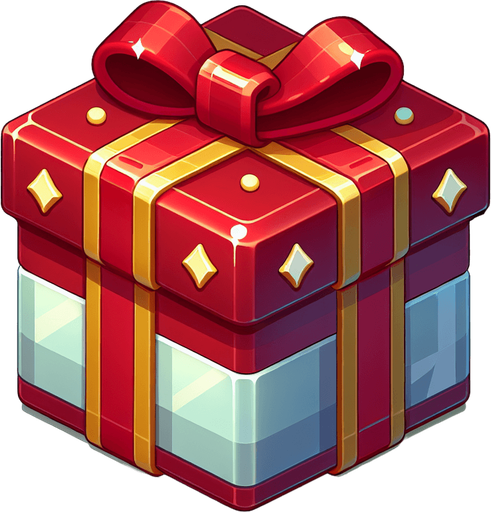 an christmas elongated cuboid present. plastic style. No shadow. Single Game Texture. In-Game asset. 2d. Blank background. High contrast. No shadows.