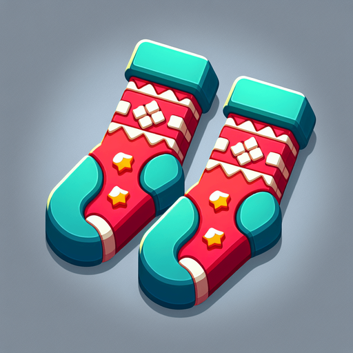 a christmas socks. plastic style. Single Game Texture. In-Game asset. 2d. Blank background. High contrast. No shadows.