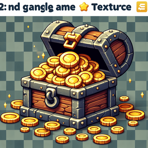 A treasure chest. Medieval style. cartoony. Open and full of gold coins. Single Game Texture. In-Game asset. 2d. Blank background. High contrast. No shadows.