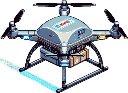 Delivery drone.
lateral view. retro gaming style