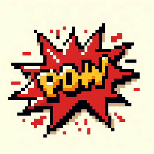 pixel art of pow comic symbol.